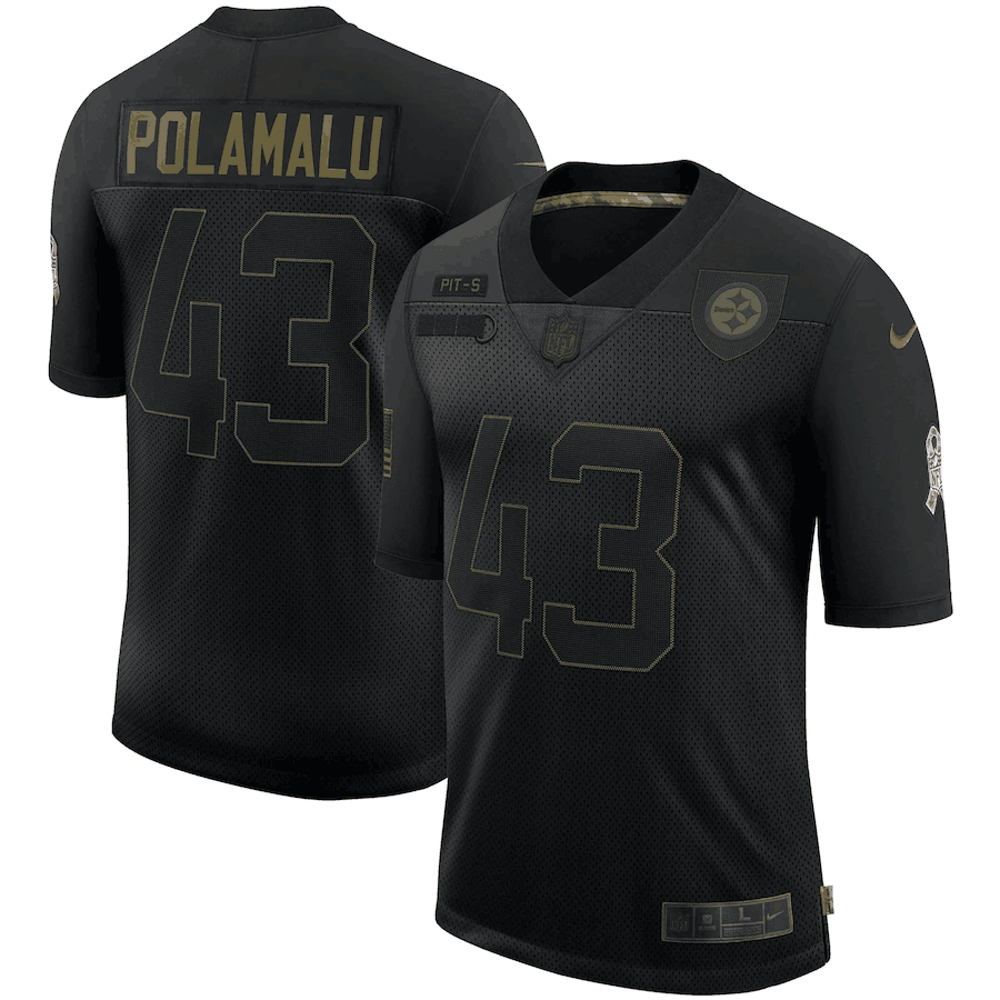 Men's Pittsburgh Steelers #43 Troy Polamalu Black 2020 Salute To Service Limited Stitched Jersey